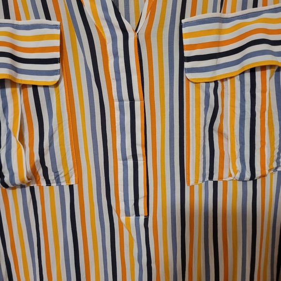 4X - Striped Blouse with buttons halfway. - Picture 3 of 8